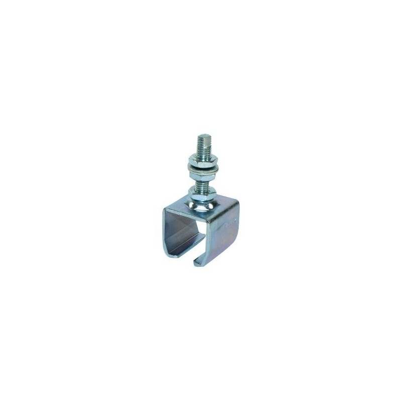 Support enveloppant pour U 25x25 réglage en hauteur zingué + tige filetée