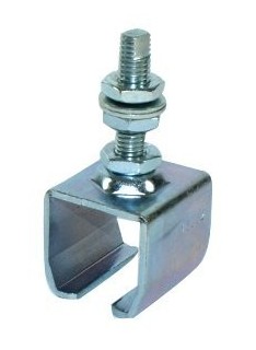 Support enveloppant pour U 25x25 réglage en hauteur zingué + tige filetée